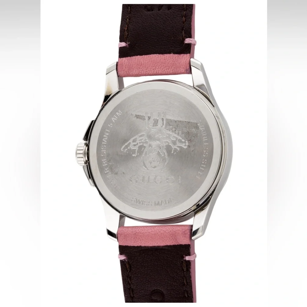 GUCCI G TIMELESS EMBOSSED SIGNATURE PINK MONOGRAM GG WATCH